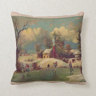 Coussin vintage de scène d'hiver