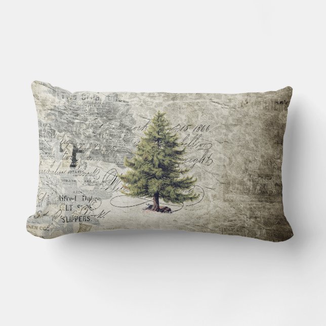 Coussin vintage de vacances d'arbre (Recto)