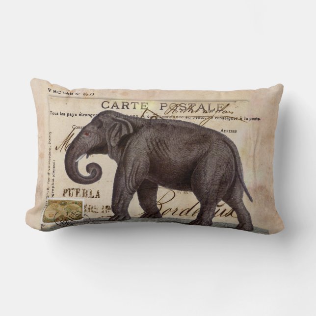 Coussin vintage d'éléphant chic (Recto)