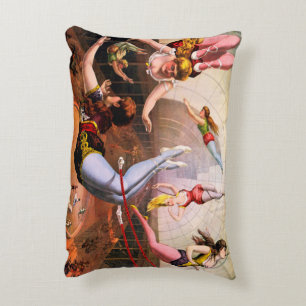 Coussin vintage d'interprètes de cirque de trapè