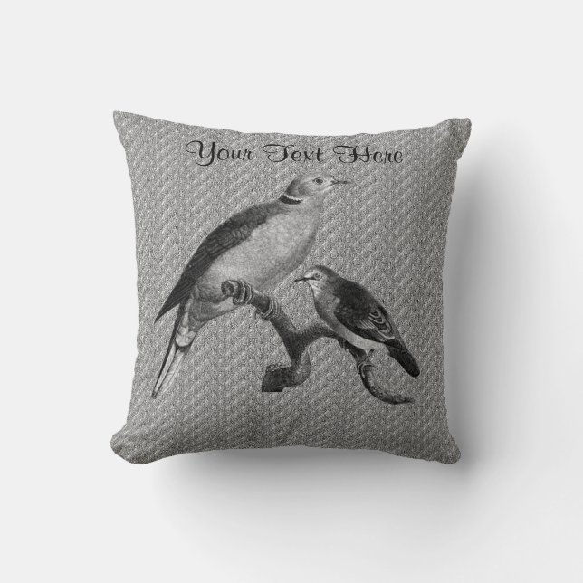 Coussin Vintage Doves Oiseaux Art Personnalisé (Recto)