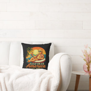 Coussin Vintage drôle Trump Amérique du Golfe 2025