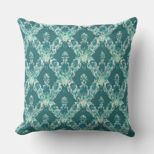 Coussin Vintage Feuilles vert émeraude