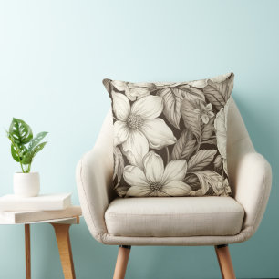 Coussin Vintage Floral Sepia Motif (6)