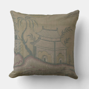 Coussin Vintage Français Textile Floral Weave Chinoiserie 