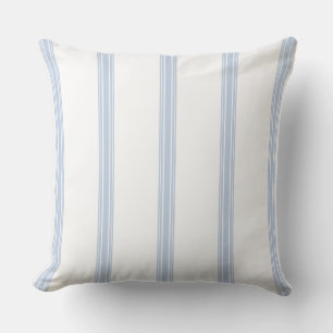 Coussin Vintage Français Ticking Stripe Motif Bleu Blanc