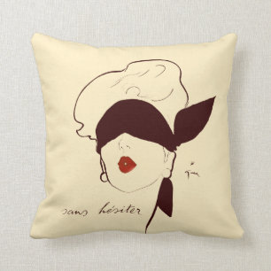 Coussin Vintage Française Aveugle Femme René Gruau Tan