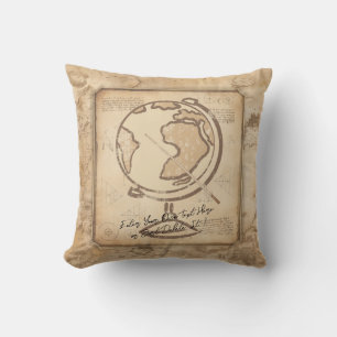 Coussin Vintage Globe. Géographie et histoire Cadeau de l'
