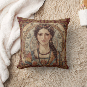 Coussin Vintage,Grèce antique Style féminin,Mosaïque, Anti