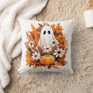 Coussin Vintage Halloween Fantôme Citrouille Daisy Floral