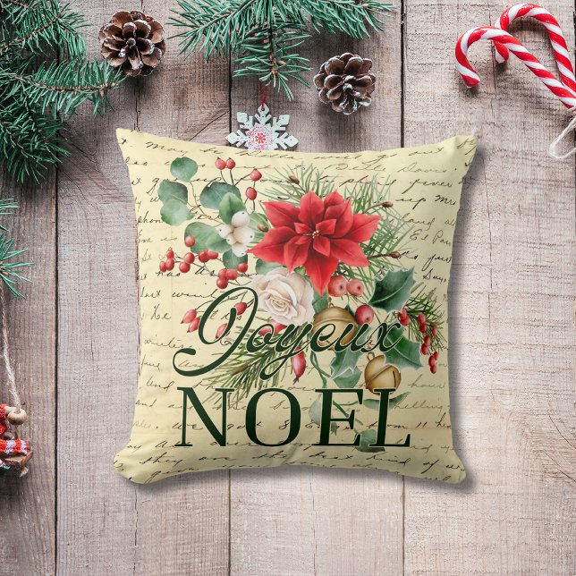 Coussin Vintage Joyeux Noel (Créateur téléchargé)