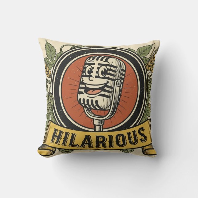 Coussin Vintage Laughing Mic Throw Pillow (Recto)