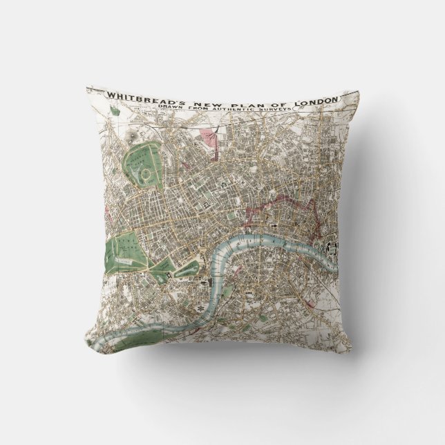 Coussin Vintage London City Plan Antique (Recto)