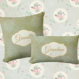 Coussin Vintage look personnalisé Faded Green Damask