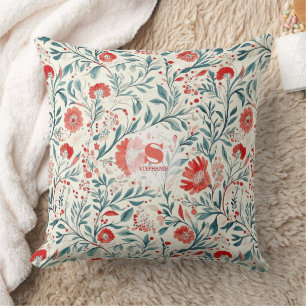Coussin Vintage marguerite rouge motif floral - Botanique