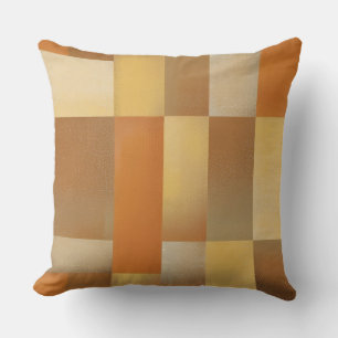 Coussin Vintage Mid-Century Moderne Orange Brown Gold Prin