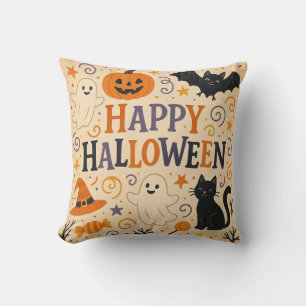 Coussin Vintage, mignonne chauve-souris d'halloween, fantô