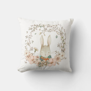 Coussin Vintage Mignonne Lapin Foliage Nom bébé Garçon