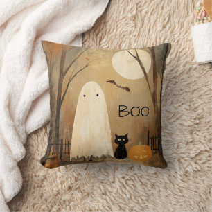 Coussin Vintage Moody Ghost & Black Cat