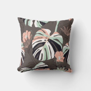 Coussin Vintage motif sans couture. Fl tropical contempora