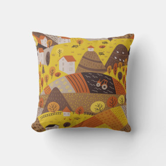 Coussin Vintage motif sans soudure du village d'automne la