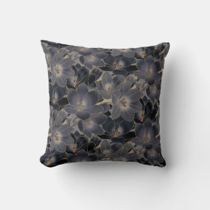 Coussin Vintage Navy Blue & Smoky Grey Floral