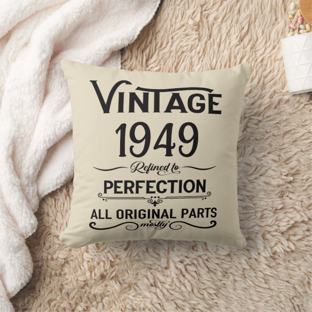 Coussin Vintage noir personnalisé 75e anniversaire (Couverture)