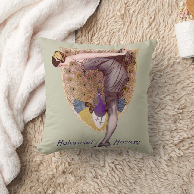 Coussin Vintage Peacock Femme Flapper Plutôt (Couverture)