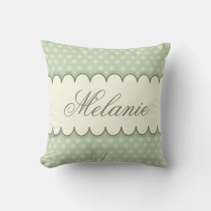 Coussin Vintage personnalisé Pois verts de menthe
