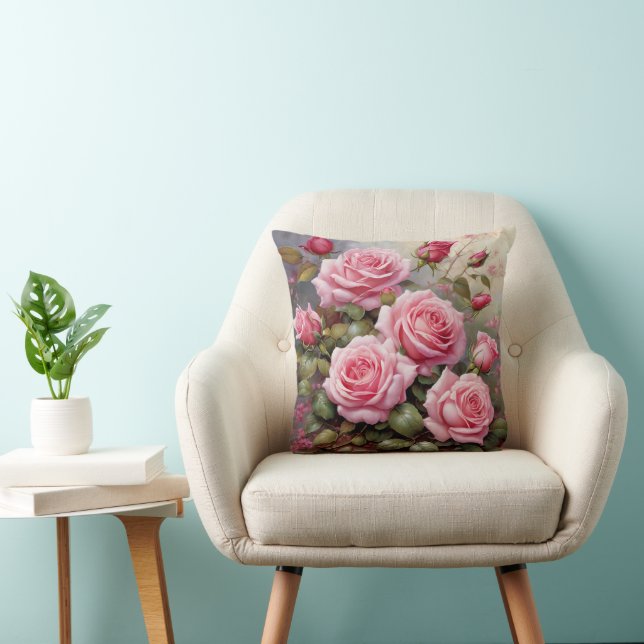 Coussin Vintage Pink Roses (Chaise)
