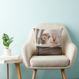 Coussin Vintage Pirates Brig Covenant dans le brouillard p