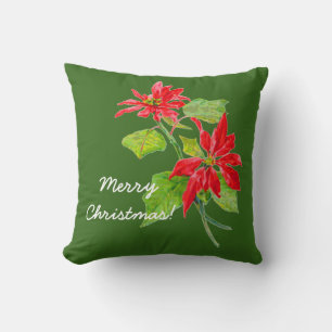 Coussin Vintage Poinsettia Joyeux Noël