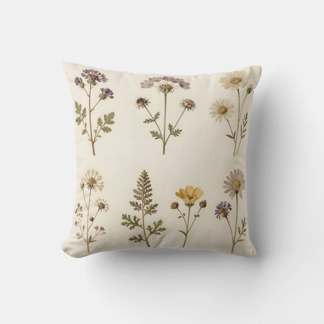 Coussin Vintage Pressed Wildflower Botanical Pattern (Recto)