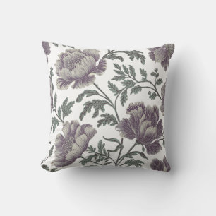 Coussin Vintage Purple Peony Motif Botanique