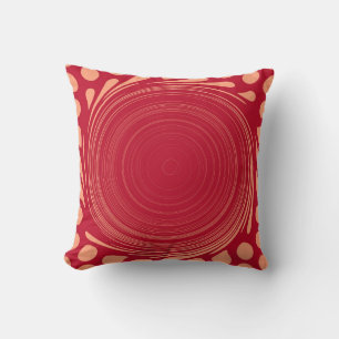 Coussin Vintage Red Retro Swirl Peinture Art Abstrait