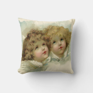 Coussin Vintage Religion, Anges victoriens dans les nuages