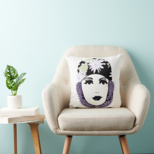 Coussin Vintage Roaring 20's Portrait Flapper Girl