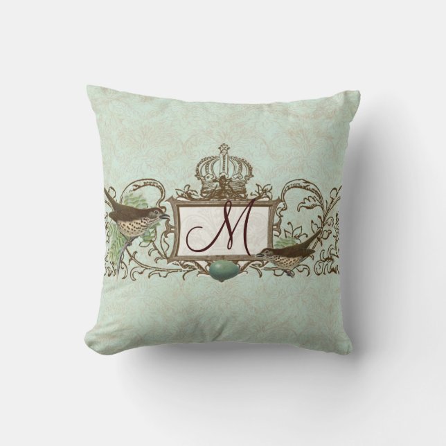 Coussin Vintage Robins Egg Blue Birds (Recto)