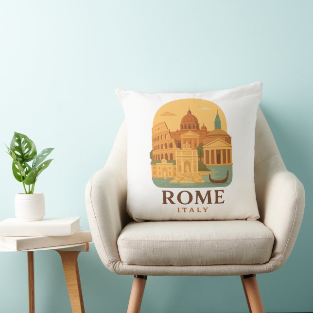 Coussin Vintage Rome Colosseum & Pantheon Throw Pillow  (Chaise)