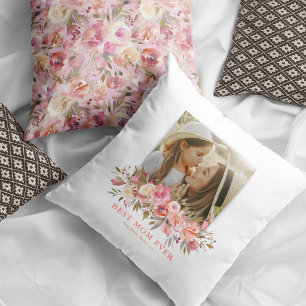 Coussin Vintage rose Floral Meilleure Maman Jamais Photo