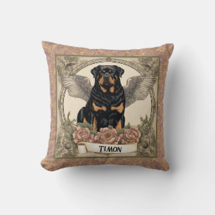 Coussin Vintage Rottweiler Angel Art Tribute