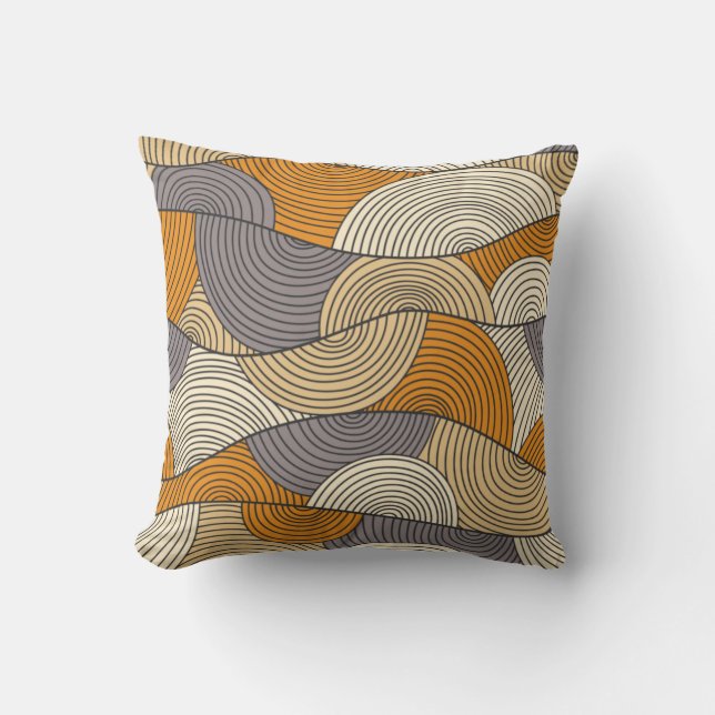 Coussin Vintage saison d'automne lignes abstraites (Recto)