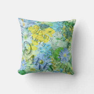 Coussin Vintage Shabby Chic Bright Paris Floral Design
