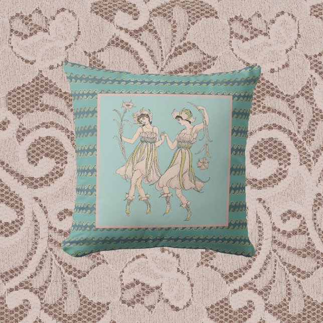 Coussin Vintage Shakespeare's Garden Women avec fleurs (Créateur téléchargé)
