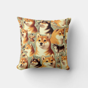 Coussin Vintage Shiba Inu Motif sans couture