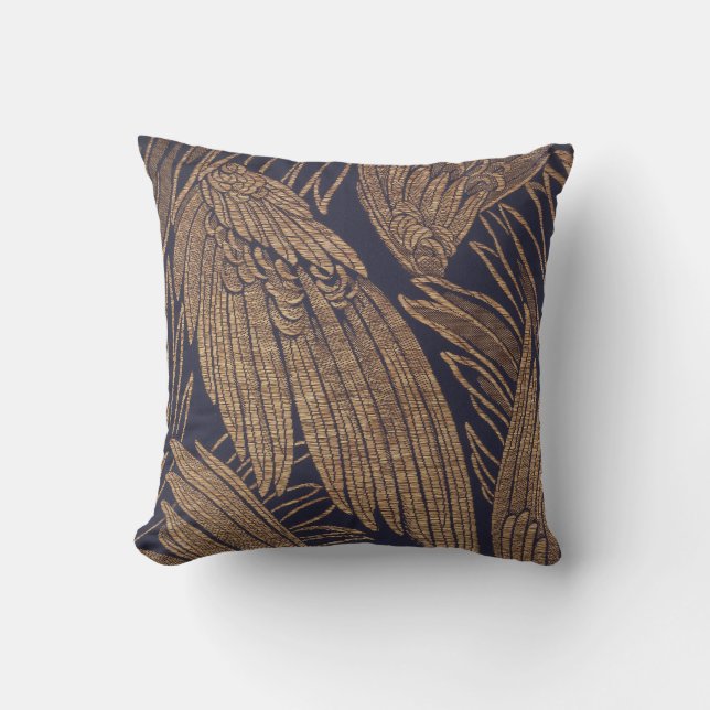 Coussin Vintage Textile Blue Gold (Recto)
