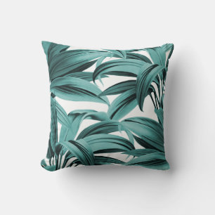 Coussin Vintage Tropical Palm Botanique Aquarelle Turquois