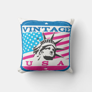 Coussin Vintage USA Retro Badge