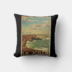 Coussin Vintage voyage de La Jolla - côte de la Californi