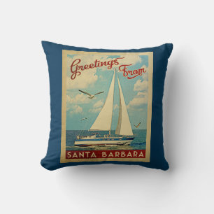 Coussin Vintage voyage la Californie de voilier de Santa